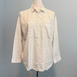 Madewell Women’s Oversized Long Sleeve Polkadot Cotton Blend White Blouse Size M